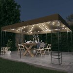 vidaXL Tonnelle avec guirlande lumineuse à LED 3x4 m Taupe