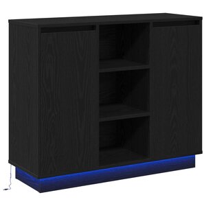 vidaXL Buffet LED Chêne noir 90 x 32 x 75 cm Bois d'ingénierie