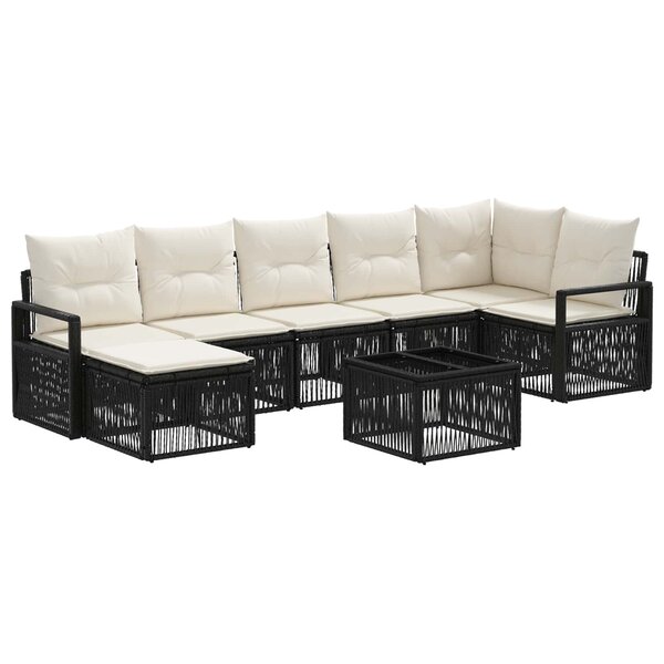 vidaXL Ensemble de canapé de jardin 8 Pièces Noir polyrotin