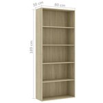 Vidaxl bibliothèque à 5 niveaux chêne sonoma 80x30x189 cm aggloméré