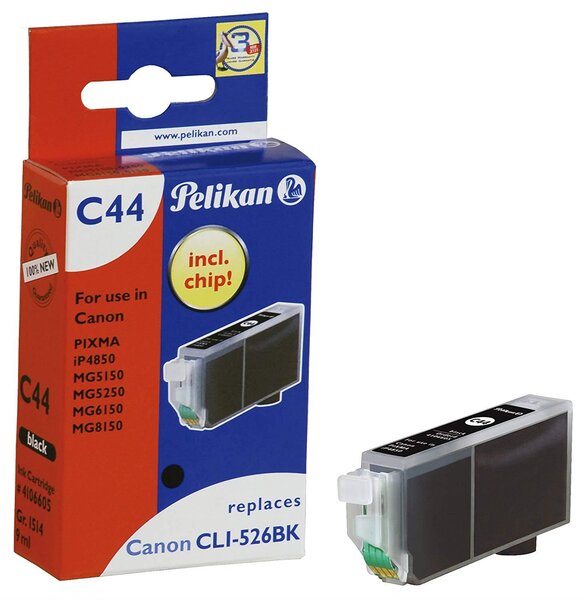 C44 cartouche jet d'encre compatible avec oem cli-526bk 4540b001 noir pelikan printing
