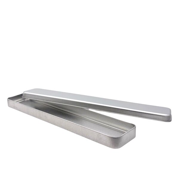 Boîte étui allongée en fer blanc  finition vernie  29 x 6 x 2 cm