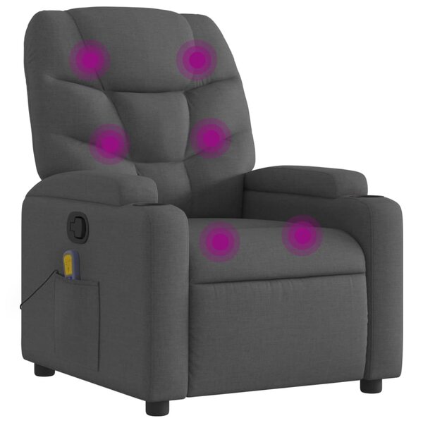 vidaXL Fauteuil de massage inclinable gris foncé tissu
