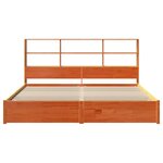 vidaXL Cadre de lit avec tête de lit de rangement 2 Pièces Brun Ciré