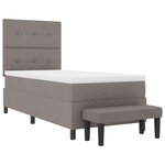 vidaXL Lit box spring avec matelas & banc taupe 90x190 cm tissu