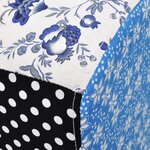 vidaXL Repose-pied Design avec patchwork Bleu et blanc
