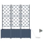 vidaXL Bac à fleurs avec Treillis 3 Pièces Gris 120 x 40 x 143 cm PP