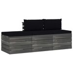 vidaXL Salon palette de jardin 3 Pièces avec coussins Bois de pin massif