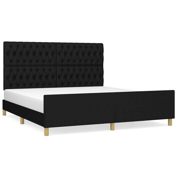 vidaXL Cadre de lit avec tête de lit Noir 180 x 200 cm Tissu