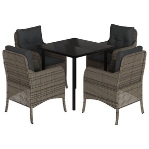 vidaXL Ensemble à manger de jardin 5 Pièces coussins gris résine tressée