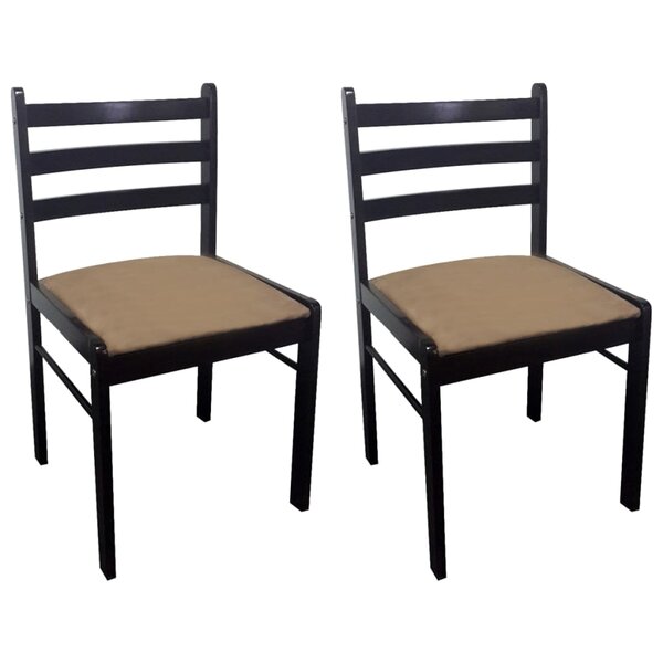 vidaXL Chaises à manger lot de 2 marron hévéa solide et velours