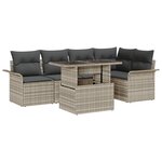 vidaXL Ensemble de canapé de jardin 6 pièces avec coussins gris clair poly rotin