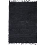 Vidaxl tapis chindi cuir tissé à la main 160 x 230 cm noir