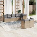 vidaXL Salon de jardin avec coussins 8 Pièces beige résine tressée