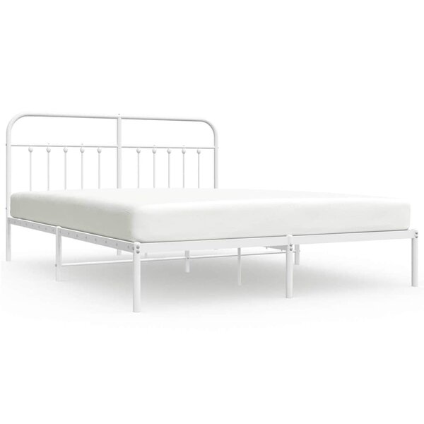 vidaXL Cadre de lit métal sans matelas et tête de lit blanc 183x213 cm