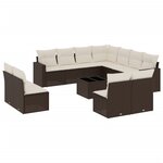vidaXL Salon de jardin avec coussins 12 Pièces marron résine tressée