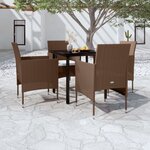 vidaXL Ensemble à manger de jardin coussins 5 Pièces Marron/noir