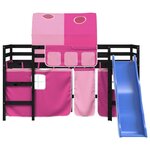 vidaXL Lit mezzanine enfants avec tunnel sans matelas rose 90x190 cm
