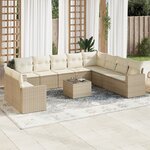 vidaXL Salon de jardin 11 Pièces avec coussins beige résine tressée