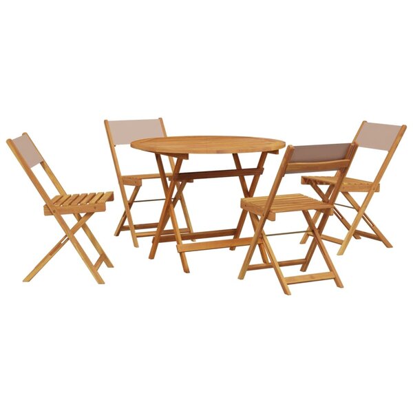 vidaXL Ensemble à manger de jardin 5 Pièces taupe tissu et bois massif