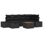 vidaXL Ensemble de canapé de jardin 7 pièces avec coussins Noir Rotin en poly rotin