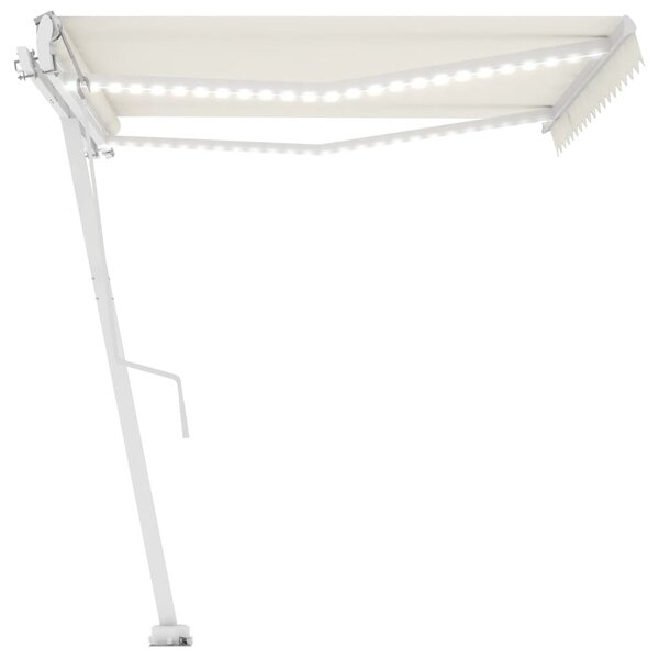vidaXL Auvent automatique avec capteur de vent et LED 450x300 cm Crème