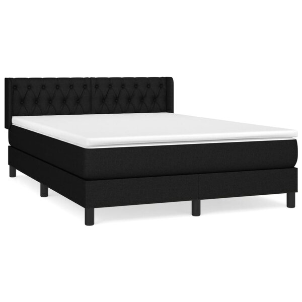 vidaXL Sommier à lattes de lit avec matelas Noir 140x200 cm Tissu