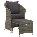vidaXL Salon de jardin 2 Pièces avec coussins Gris Résine tressée
