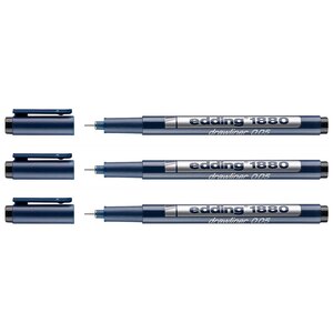 Feutre Fin de Précision 1880 Pointe Calibrée Noir (0.05) 0 2 mm x 3 EDDING
