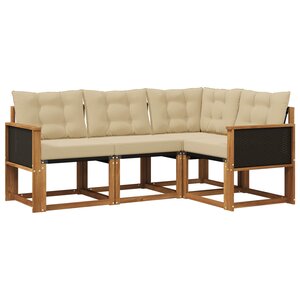 vidaXL Ensemble de canapés d'extérieur 4 pc Naturel et Beige