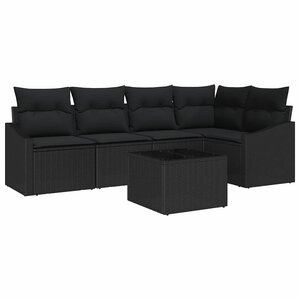 vidaXL Ensemble de canapé de jardin 6 Pièces Noir Poly rotin