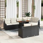 vidaXL Ensemble de canapé de jardin 9 Pièces Noir  Crème 100 x 55 x 73 cm
