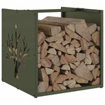 vidaXL Portant de bois chauffage vert olive 40x40x40 cm