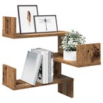 vidaXL Étagères d'angle murales 2 Pièces vieux bois 40x40x49 5 cm
