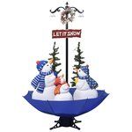vidaXL Arbre de Noël neigeux avec base de parapluie Bleu 170 cm PVC