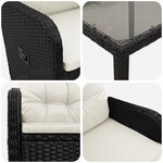 vidaXL Ensemble de repas extérieur 7 pc Noir et blanc crème polyrotin