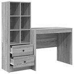vidaXL Bureau avec tiroir avec étagère avec stockage 2 Pièces Gris Sonoma