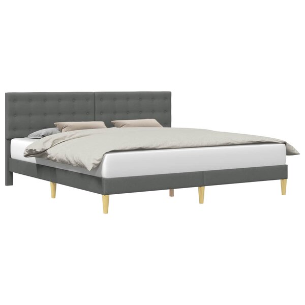 vidaXL Cadre de lit avec tête de lit Gris foncé 180 x 200 cm Tissu