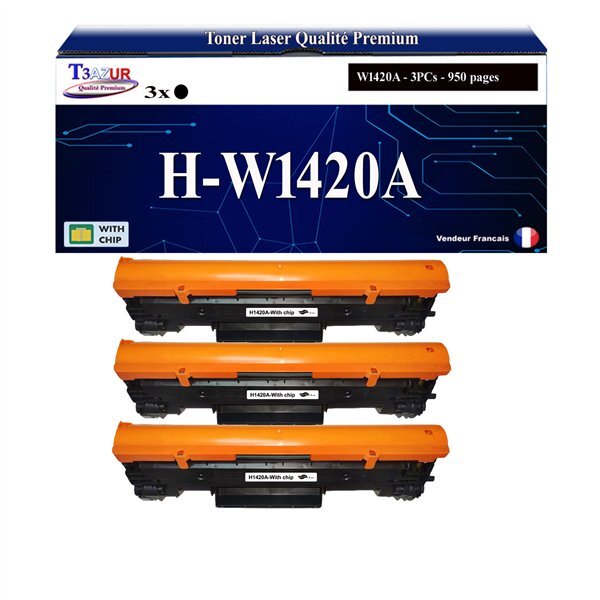 T3AZUR -3x Toners compatibles avec HP W1420A (142A) pour HP LaserJet M109  M109w M110  M110w M111 M111w  M112 M112w