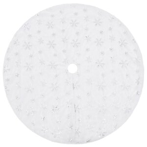 vidaXL Jupe de sapin de Noël de luxe blanche 150 cm en fausse fourrure
