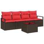vidaXL Ensemble de canapé de jardin 5 Pièces Beige Rouge 55 x 55 x 37 cm