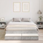 vidaXL Cadre de lit de rangement Gris béton 140x190 cm