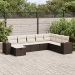 vidaXL Salon de jardin 8 Pièces avec coussins marron résine tressée