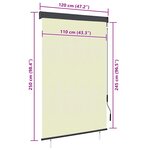 vidaXL Store roulant d'extérieur 120 x 250 cm Crème
