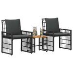 vidaXL Ensemble de meubles d'extérieur 3 Pièces Noir et Gris foncé