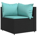 vidaXL Canapé d'angle de jardin avec coussins Noir Résine tressée