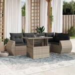 vidaXL Salon de jardin avec coussins 7 Pièces gris clair résine tressée