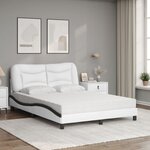 vidaXL Lit avec matelas Hvar blanc et noir 140x200 cm similicuir