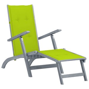 vidaXL Chaise de terrasse avec repose-pied et coussin Acacia solide