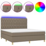 vidaXL Sommier à lattes de lit et matelas et LED Taupe 160x200cm Tissu